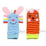 Cartoon Plush Socks Wrist Strap Rattles